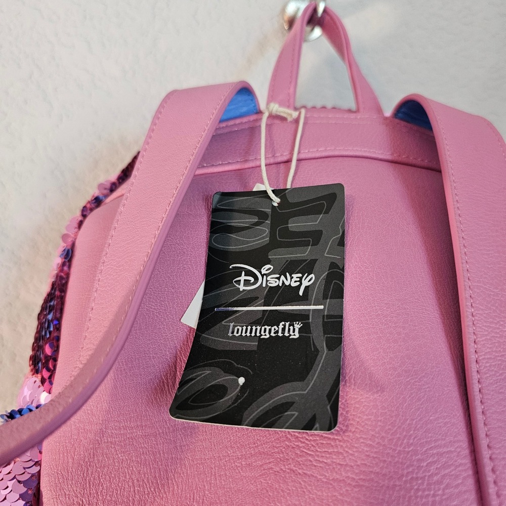 nwt Loungfly Aurora reversable sequin pink blue mini  backpack - Picture 10 of 12